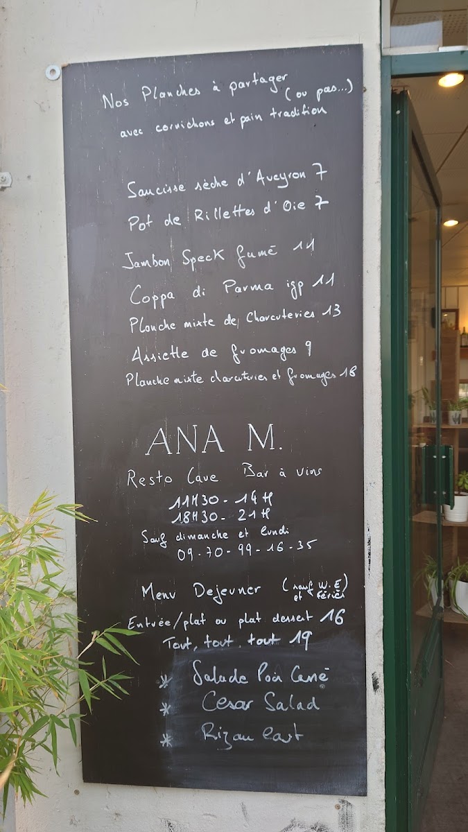 Menu Ana M. Restaurant Et Bar A Vin De Loire-1