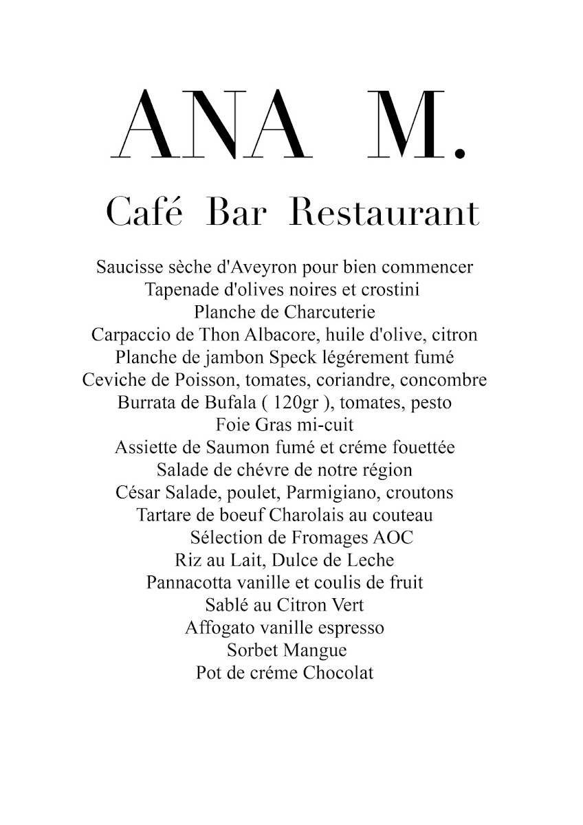 Menu Ana M. Restaurant Et Bar A Vin De Loire-7